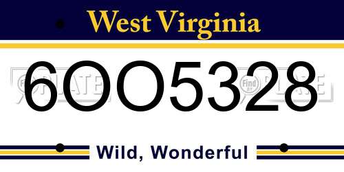 6OO5328 West Virginia License Plate