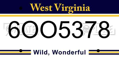 6OO5378 West Virginia License Plate