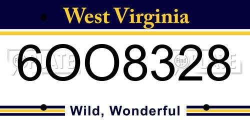 6OO8328 West Virginia License Plate