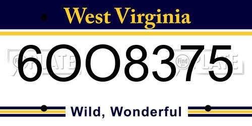 6OO8375 West Virginia License Plate