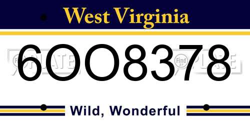 6OO8378 West Virginia License Plate