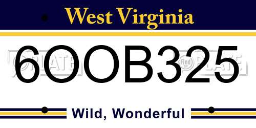 6OOB325 West Virginia License Plate