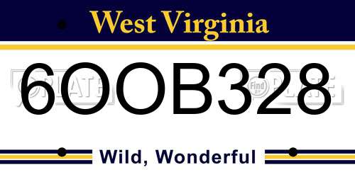 6OOB328 West Virginia License Plate