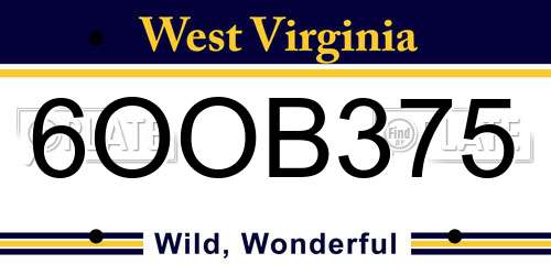 6OOB375 West Virginia License Plate