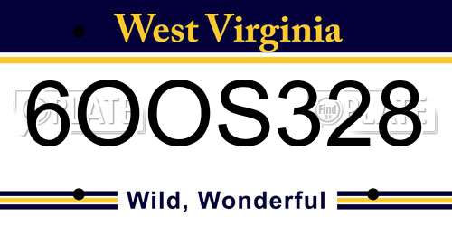 6OOS328 West Virginia License Plate