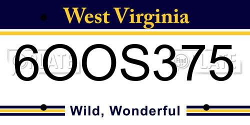 6OOS375 West Virginia License Plate