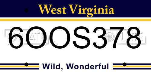 6OOS378 West Virginia License Plate