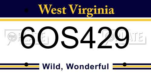 6OS429 West Virginia License Plate