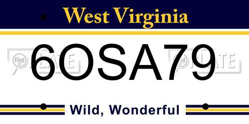 6OSA79 West Virginia License Plate