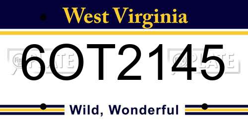 6OT2145 West Virginia License Plate
