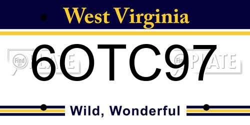 6OTC97 West Virginia License Plate