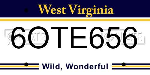 6OTE656 West Virginia License Plate