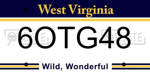 6OTG48 West Virginia License Plate