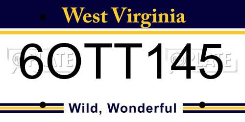 6OTT145 West Virginia License Plate