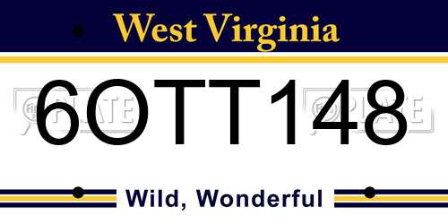 6OTT148 West Virginia License Plate