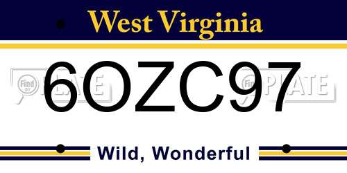 6OZC97 West Virginia License Plate