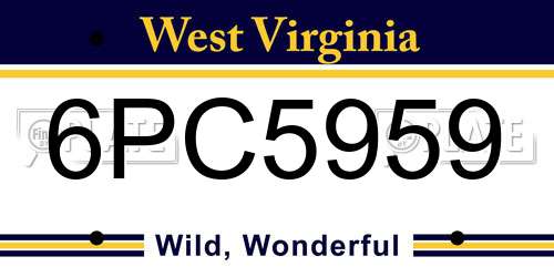 6PC5959 West Virginia License Plate
