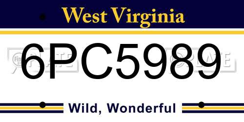 6PC5989 West Virginia License Plate
