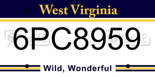6PC8959 West Virginia License Plate