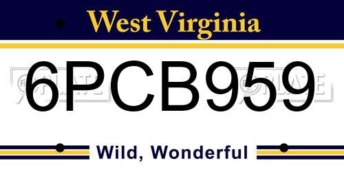 6PCB959 West Virginia License Plate