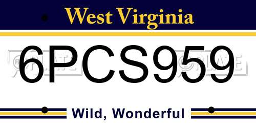 6PCS959 West Virginia License Plate