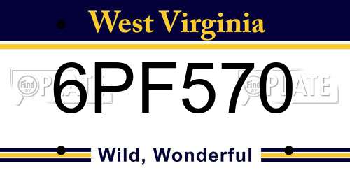 6PF570 West Virginia License Plate
