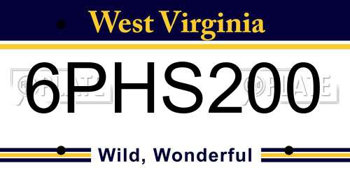 6PHS200 West Virginia License Plate