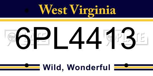 6PL4413 West Virginia License Plate