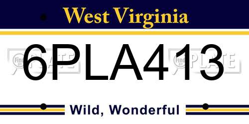 6PLA413 West Virginia License Plate