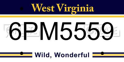 6PM5559 West Virginia License Plate
