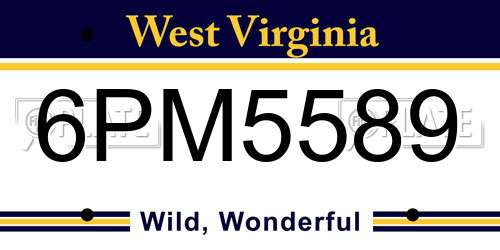 6PM5589 West Virginia License Plate