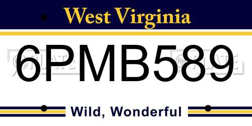 6PMB589 West Virginia License Plate