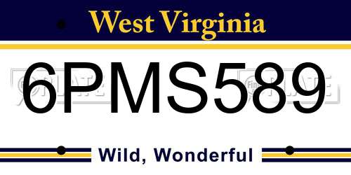 6PMS589 West Virginia License Plate