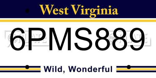 6PMS889 West Virginia License Plate