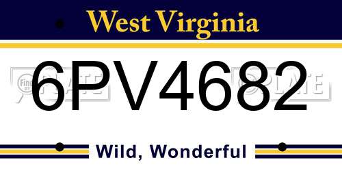 6PV4682 West Virginia License Plate