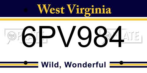 6PV984 West Virginia License Plate