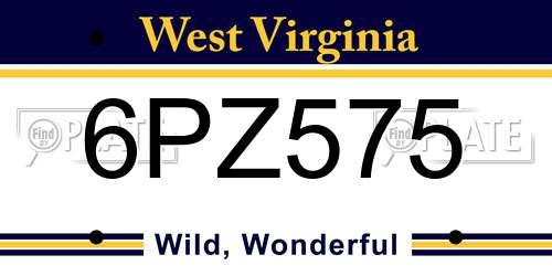 6PZ575 West Virginia License Plate
