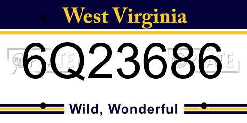 6Q23686 West Virginia License Plate