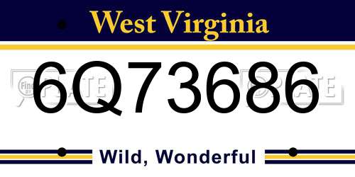 6Q73686 West Virginia License Plate