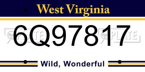 6Q97817 West Virginia License Plate