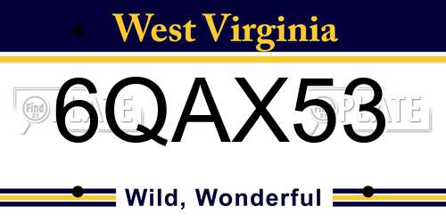 6QAX53 West Virginia License Plate