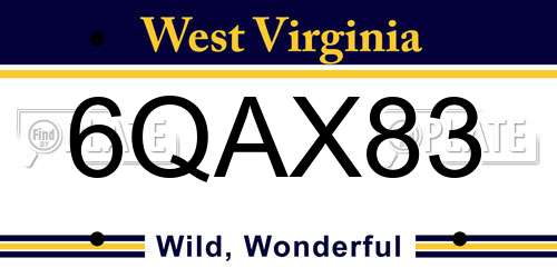 6QAX83 West Virginia License Plate
