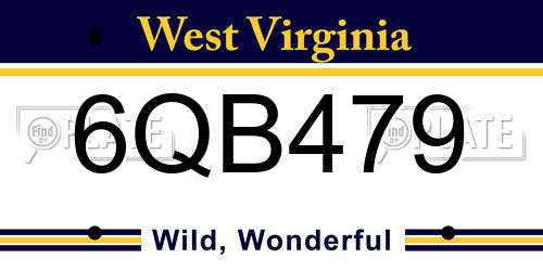 6QB479 West Virginia License Plate