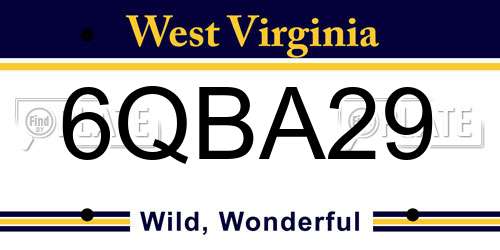 6QBA29 West Virginia License Plate