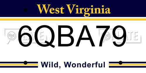 6QBA79 West Virginia License Plate