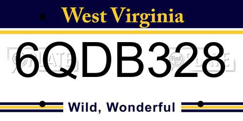 6QDB328 West Virginia License Plate