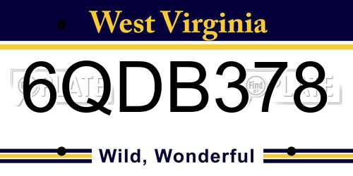 6QDB378 West Virginia License Plate