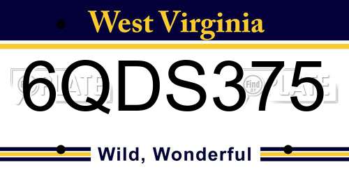 6QDS375 West Virginia License Plate
