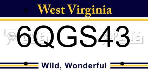 6QGS43 West Virginia License Plate