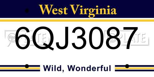 6QJ3087 West Virginia License Plate